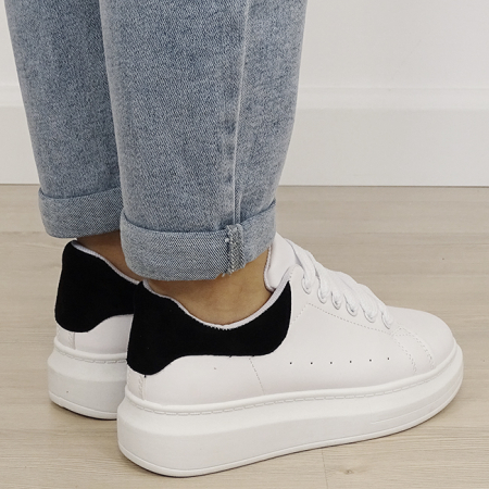 Sneakers albi/negri cu talpa groasa M-623 M2 [5]