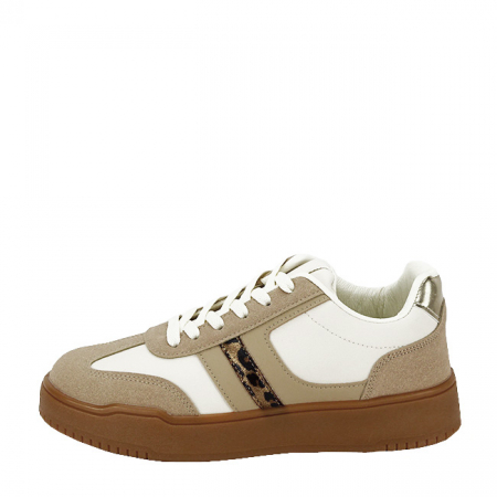 Pantofi sport si sneakers - Sneakers bej/alb cu talpa groasa 8921 M2