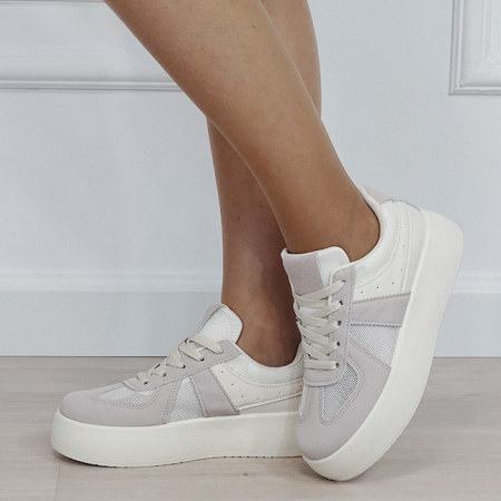 Sneakers bej cu plasă perforată translucidă 8992 M3 [1]