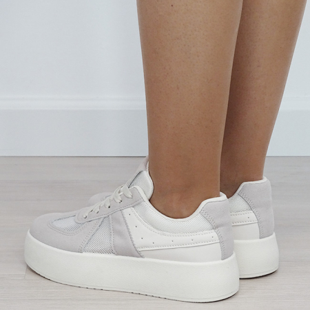 Sneakers bej cu plasă perforată translucidă 8992 M3 [2]