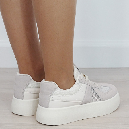 Sneakers bej cu plasă perforată translucidă 8992 M3 [4]