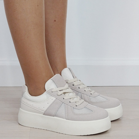Sneakers bej cu plasă perforată translucidă 8992 M3 [5]