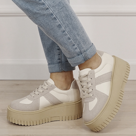 Pantofi - Sneakers bej cu platforma 8979 M3