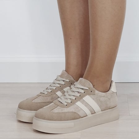 Pantofi - Sneakers bej cu talpa groasa 9059 M2