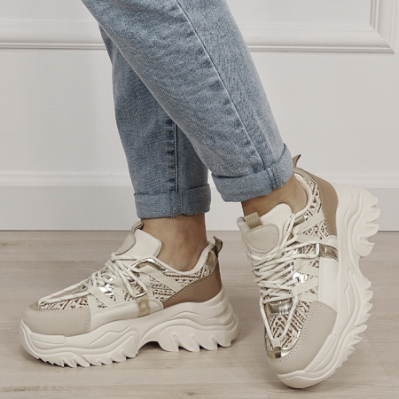 Pantofi - Sneakers bej cu talpa groasa DKB9201 M4