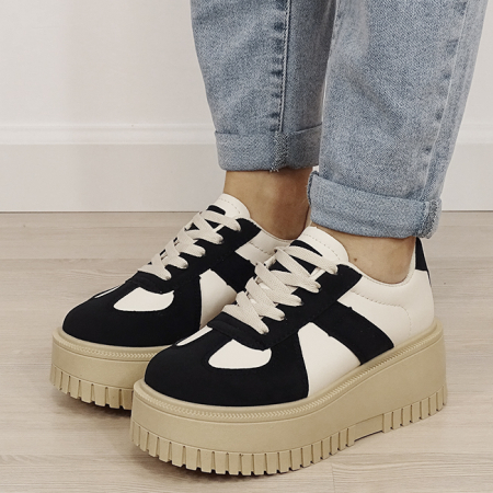 Sneakers bej/negru cu platforma 8979 M3 [1]