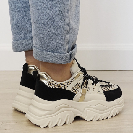 Sneakers bej/negru cu talpa groasa DKB9201 M4 [4]