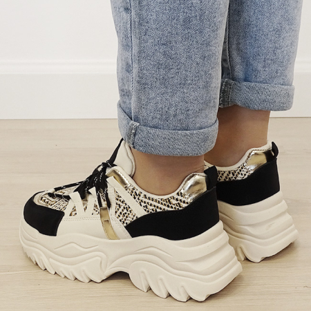Sneakers bej/negru cu talpa groasa DKB9201 M4 [2]