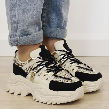 Sneakers bej/negru cu talpa groasa DKB9201 M4 [5]