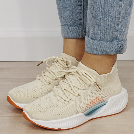 Sneakers bej tip soseta cu platforma 7561 M4 [1]