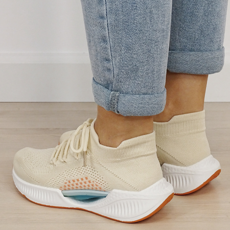 Sneakers bej tip soseta cu platforma 7561 M4 [2]