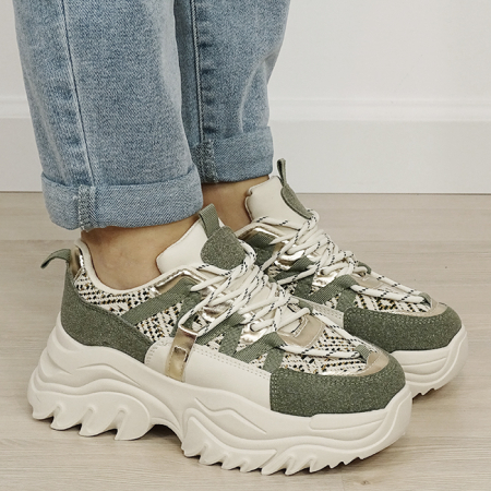 Sneakers bej/verde cu talpa groasa DKB9201 M4 [5]