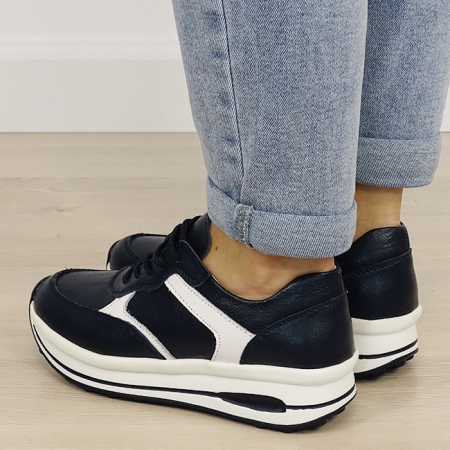 Sneakers bleumarin din piele naturala 5091 M6 [2]