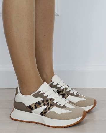 Sneakers dama bej cu imprimeu leopard 8917 M2 [5]
