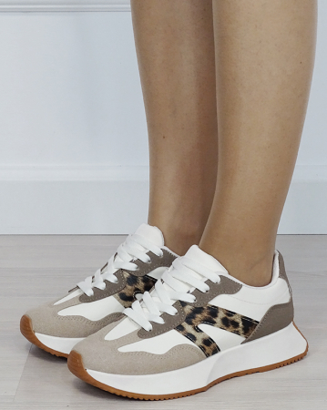 Sneakers dama bej cu imprimeu leopard 8917 M2 [1]