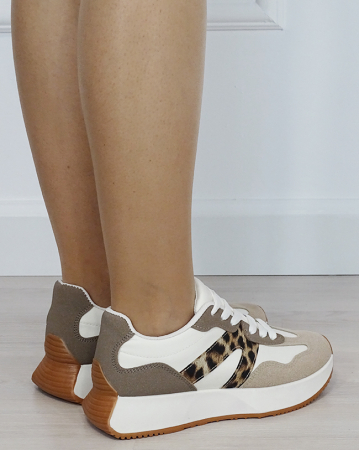 Sneakers dama bej cu imprimeu leopard 8917 M2 [4]