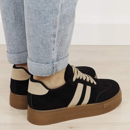 Sneakers negri cu talpa groasa 9059 M2 [4]