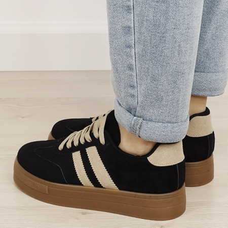 Sneakers negri cu talpa groasa 9059 M2 [2]