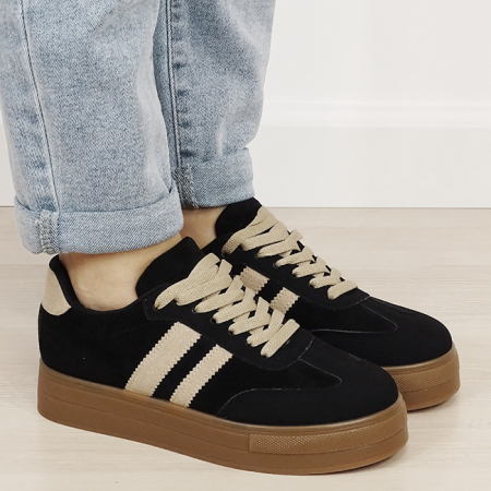 Sneakers negri cu talpa groasa 9059 M2 [5]