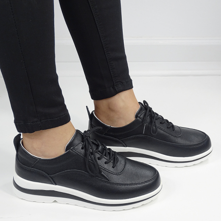 Sneakers negri din piele naturala 5090 M6 [5]