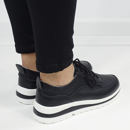 Sneakers negri din piele naturala 5090 M6 [4]