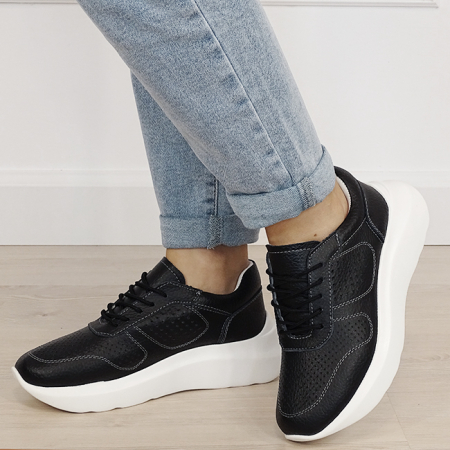 Pantofi - Sneakers negri piele naturala Veronica M4