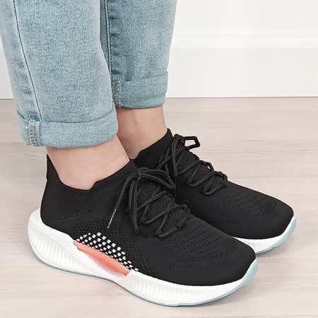 Sneakers negri tip soseta cu platforma 7561 M4 [5]