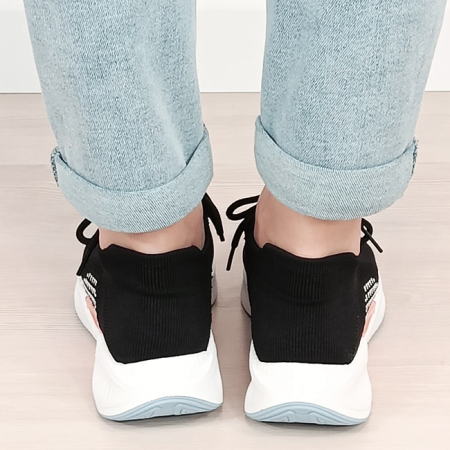 Sneakers negri tip soseta cu platforma 7561 M4 [3]