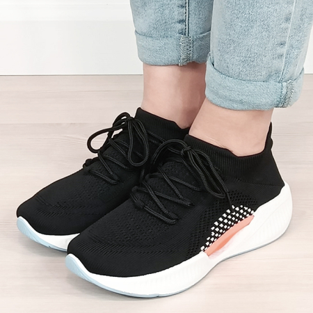 Sneakers negri tip soseta cu platforma 7561 M4 [1]