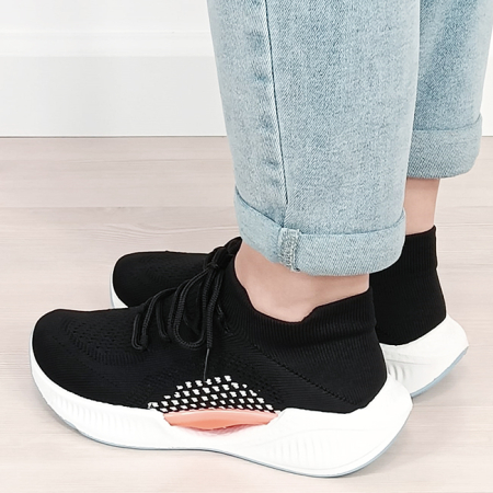 Sneakers negri tip soseta cu platforma 7561 M4 [2]