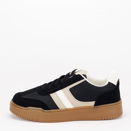Noutati - Sneakers negrii cu talpa groasa 8921 M2