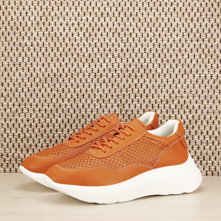 Incaltamine primavara-vara piele - Sneakers piele naturala Aniela portocaliu
