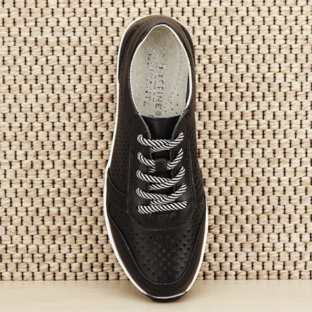 Sneakers piele naturala negru, perforat, Corina [6]