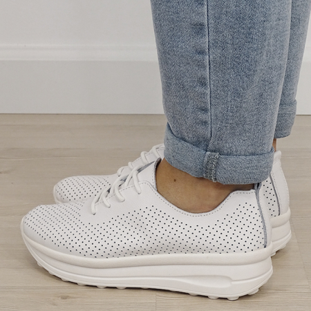 Sneakersi alb perforati din piele naturala 5122 M2 [2]