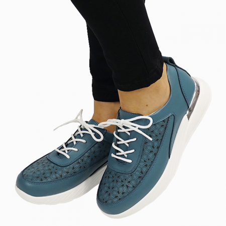 Incaltamine primavara-vara piele - Sneakersi albastri din piele naturala 5108 M7