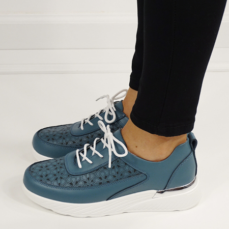 Sneakersi albastri din piele naturala 5108 M7 [1]