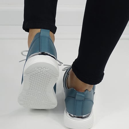 Sneakersi albastri din piele naturala 5108 M7 [5]