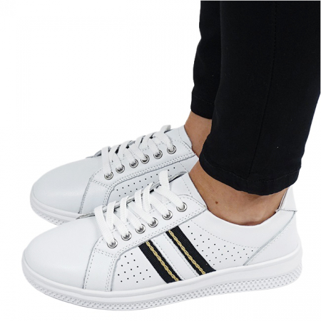 Incaltamine primavara-vara piele - Sneakersi albi din piele naturala 5088 M7