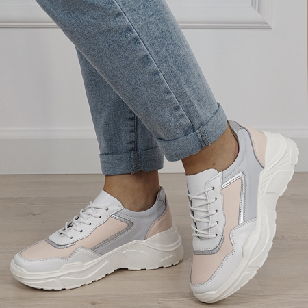 Pantofi - Sneakersi albi din piele naturala 5092 M2