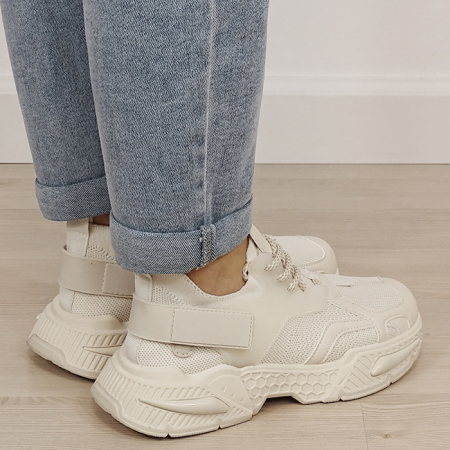 Sneakersi bej albi cu talpa groasa 8961 M2 [4]