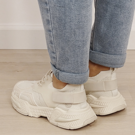 Sneakersi bej albi cu talpa groasa 8961 M2 [2]