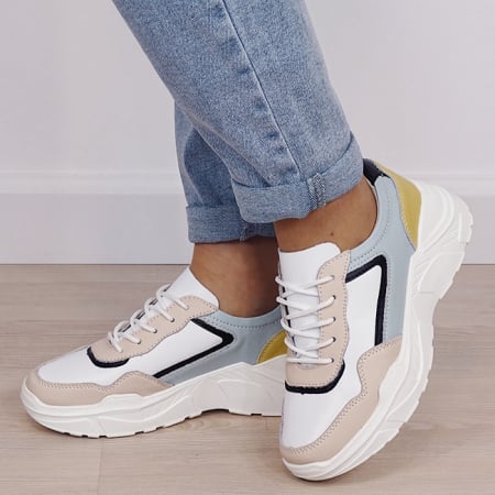 Oferte Speciale - Sneakersi bej din piele naturala 5092 M2