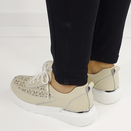Sneakersi bej din piele naturala 5108 M7 [2]