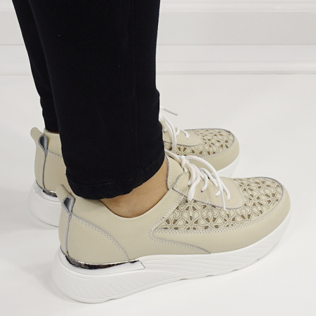 Sneakersi bej din piele naturala 5108 M7 [4]