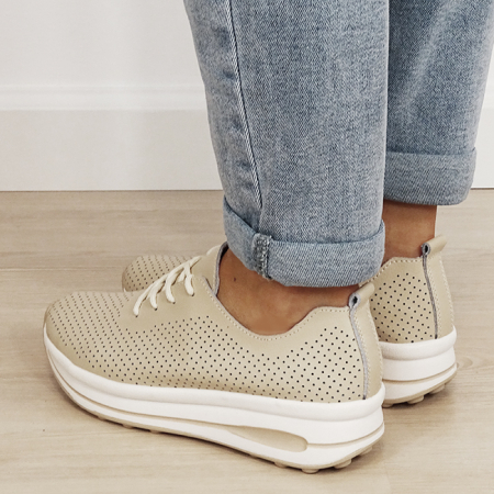 Sneakersi bej perforati din piele naturala 5122 M2 [2]