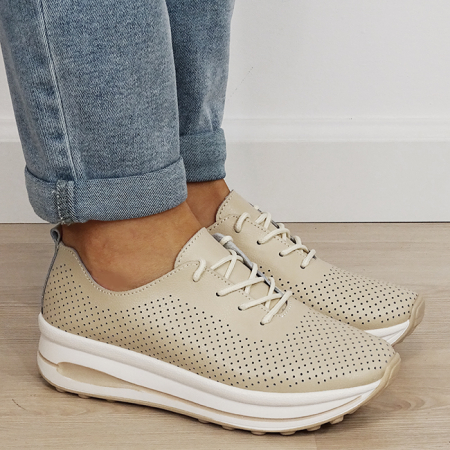 Sneakersi bej perforati din piele naturala 5122 M2 [5]