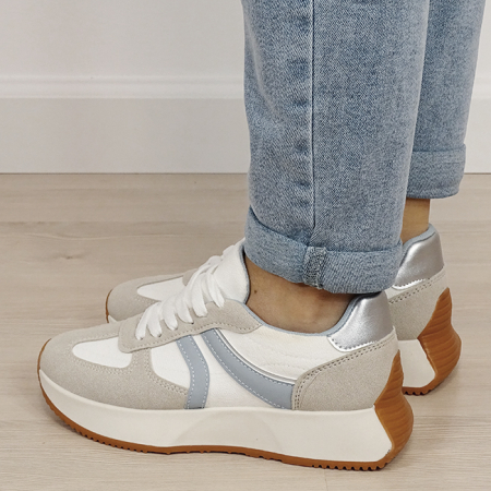 Sneakersi dama bej/albastru cu talpa groasa 9013 M2 [2]