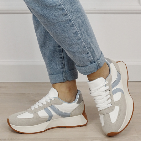 Sneakersi dama bej/albastru cu talpa groasa 9013 M2 [1]