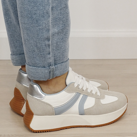 Sneakersi dama bej/albastru cu talpa groasa 9013 M2 [4]