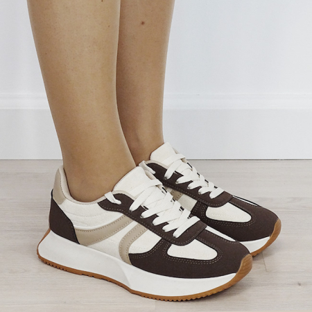 Sneakersi dama maro/bej cu talpa groasa 9013 M2 [5]